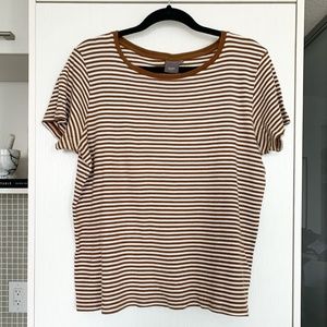 ICHI | Brown & White | Striped T-Shirt